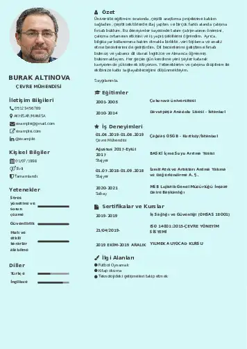 Çevre Mühendisi CV Örnekleri cv indir